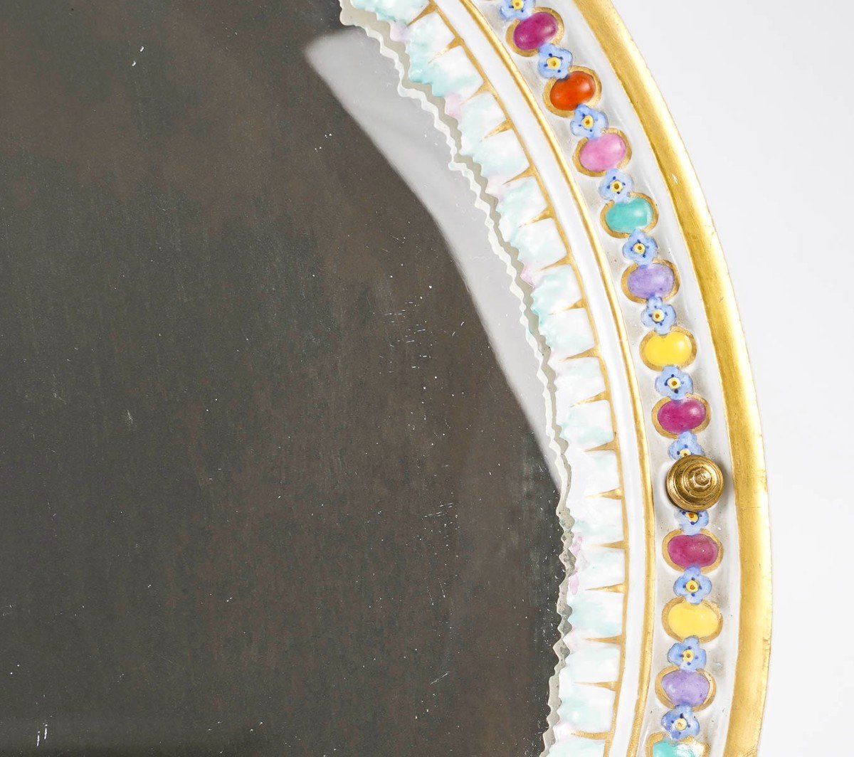 Table Mirror In Porcelain And Bronze Late 19th Century-photo-2