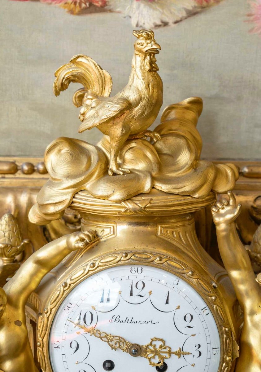 Une Pendule Au Coq En Bronze Doré époque XIXème Siècle -photo-5