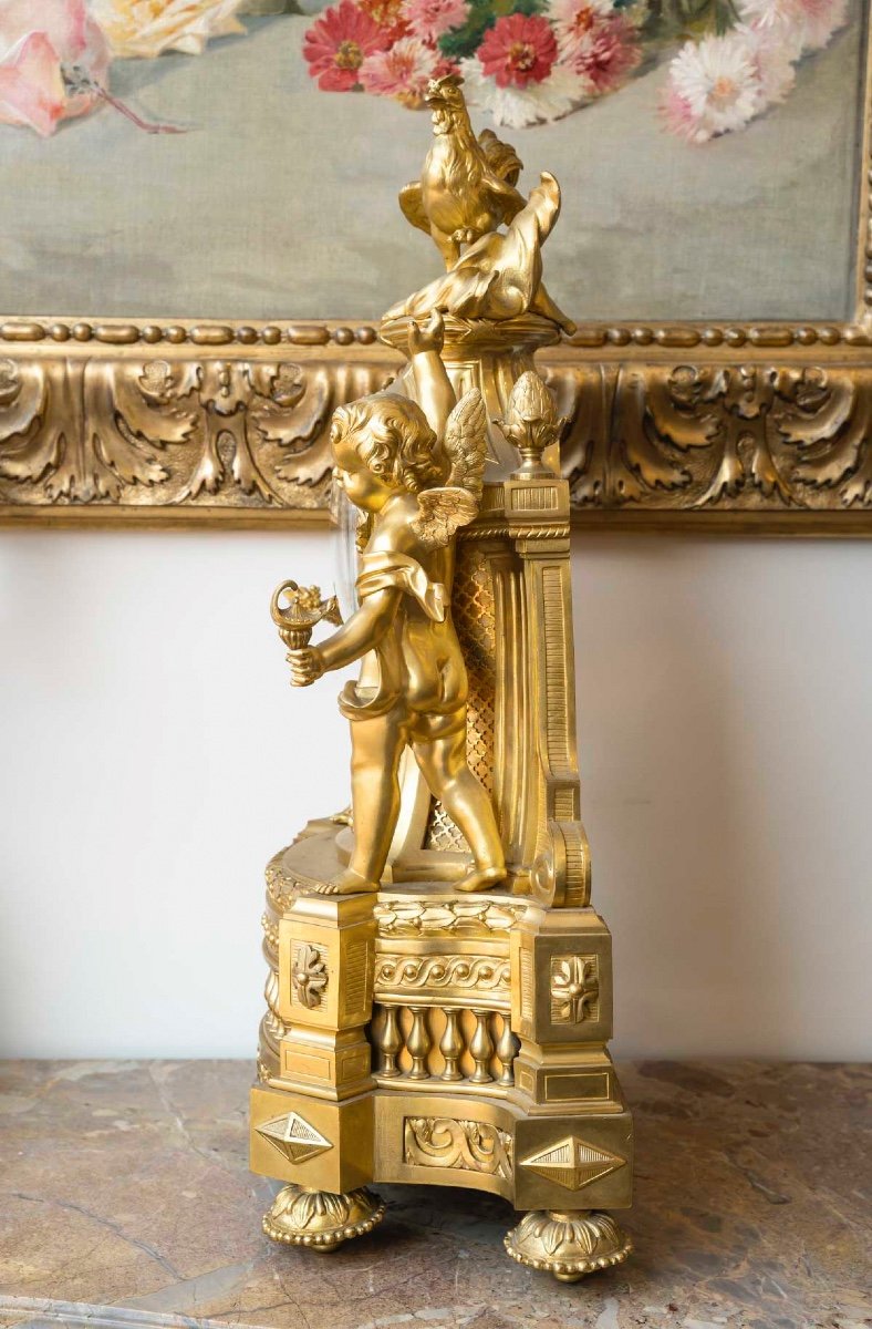 Une Pendule Au Coq En Bronze Doré époque XIXème Siècle -photo-7