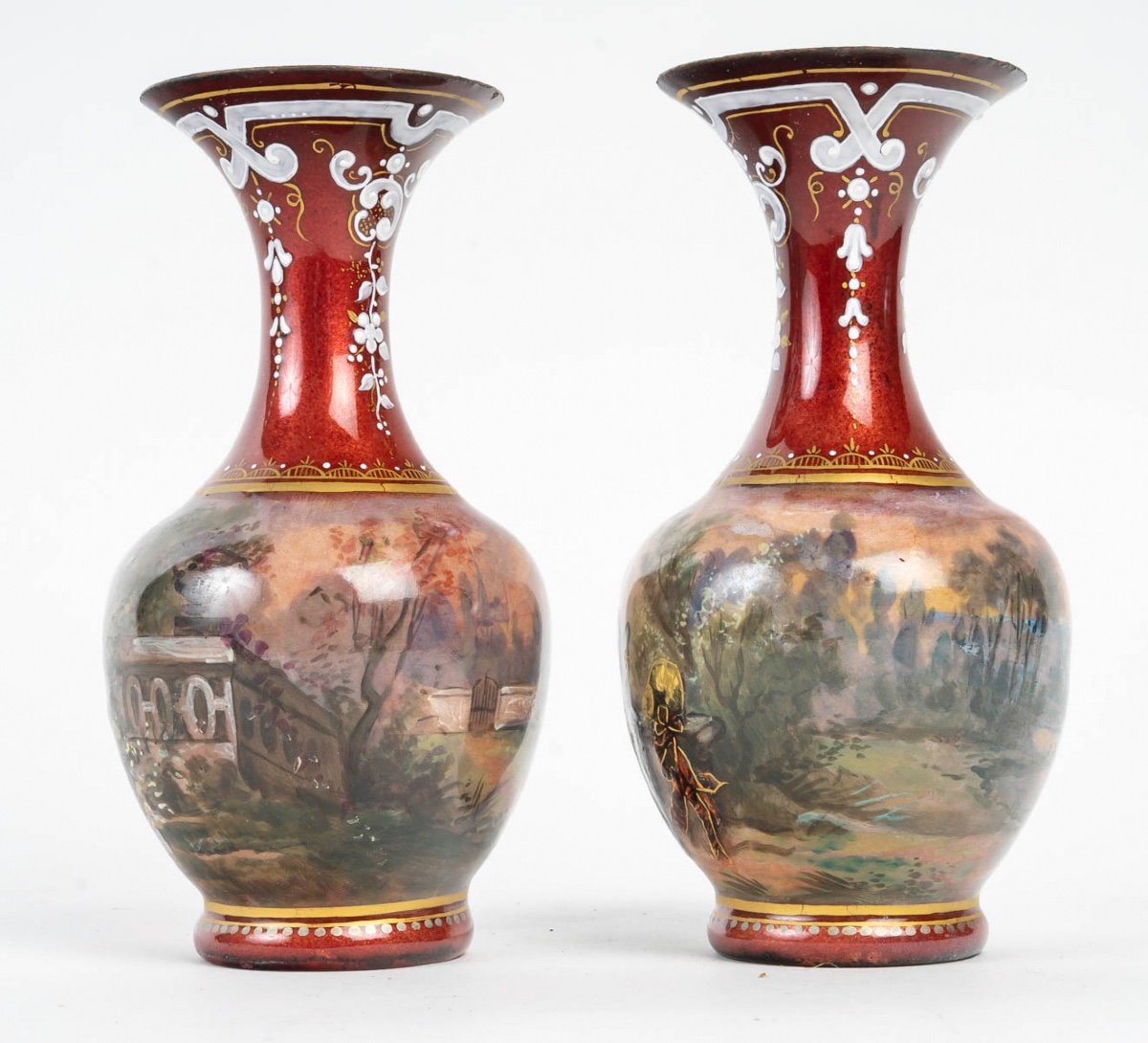 A Pair Of Enamel Vases, Late 19th Century -photo-3