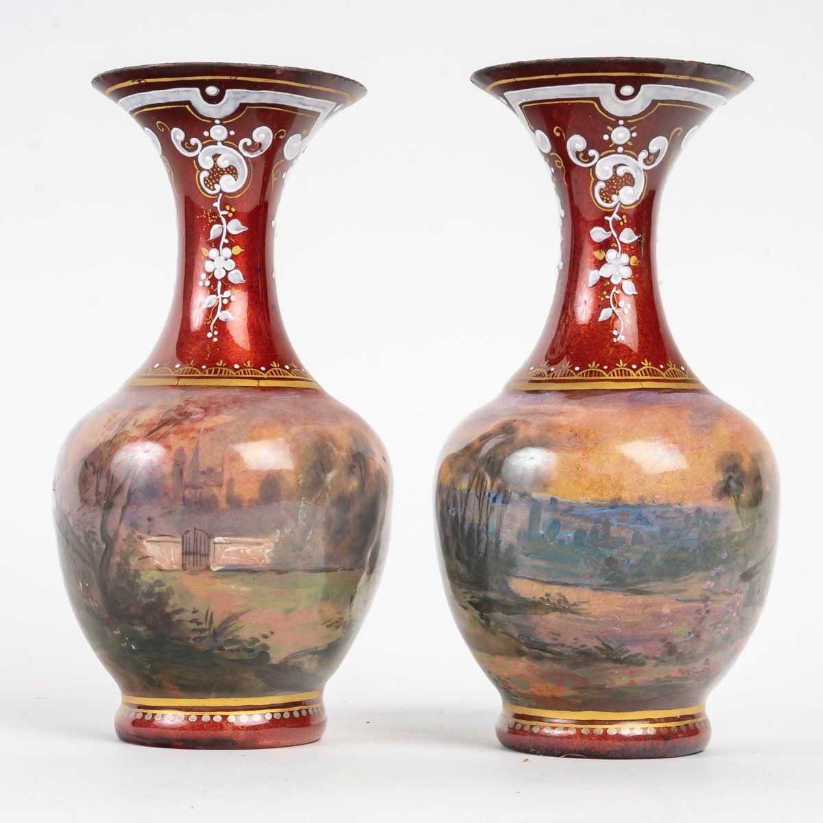 A Pair Of Enamel Vases, Late 19th Century -photo-4