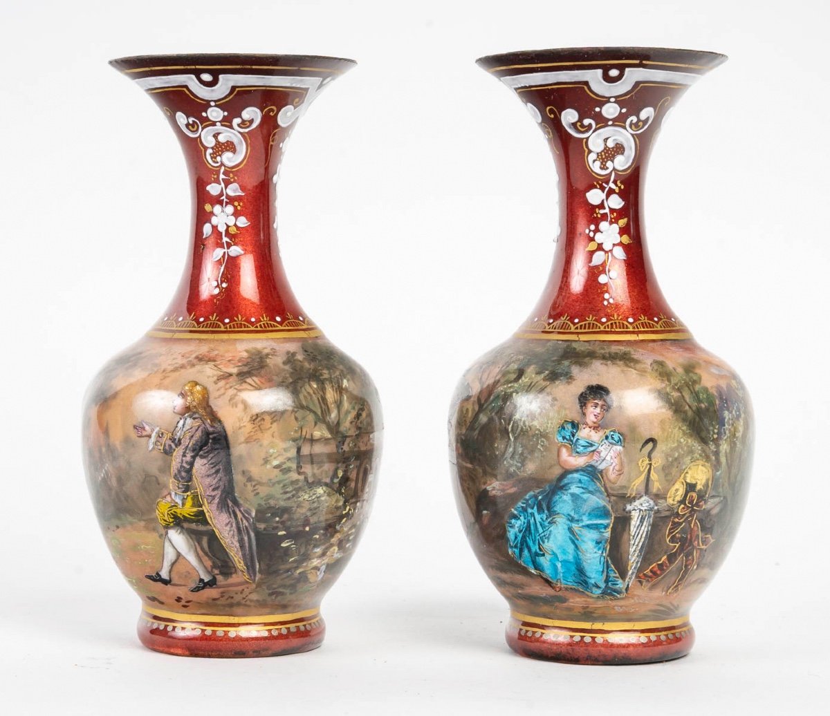 A Pair Of Enamel Vases, Late 19th Century -photo-8