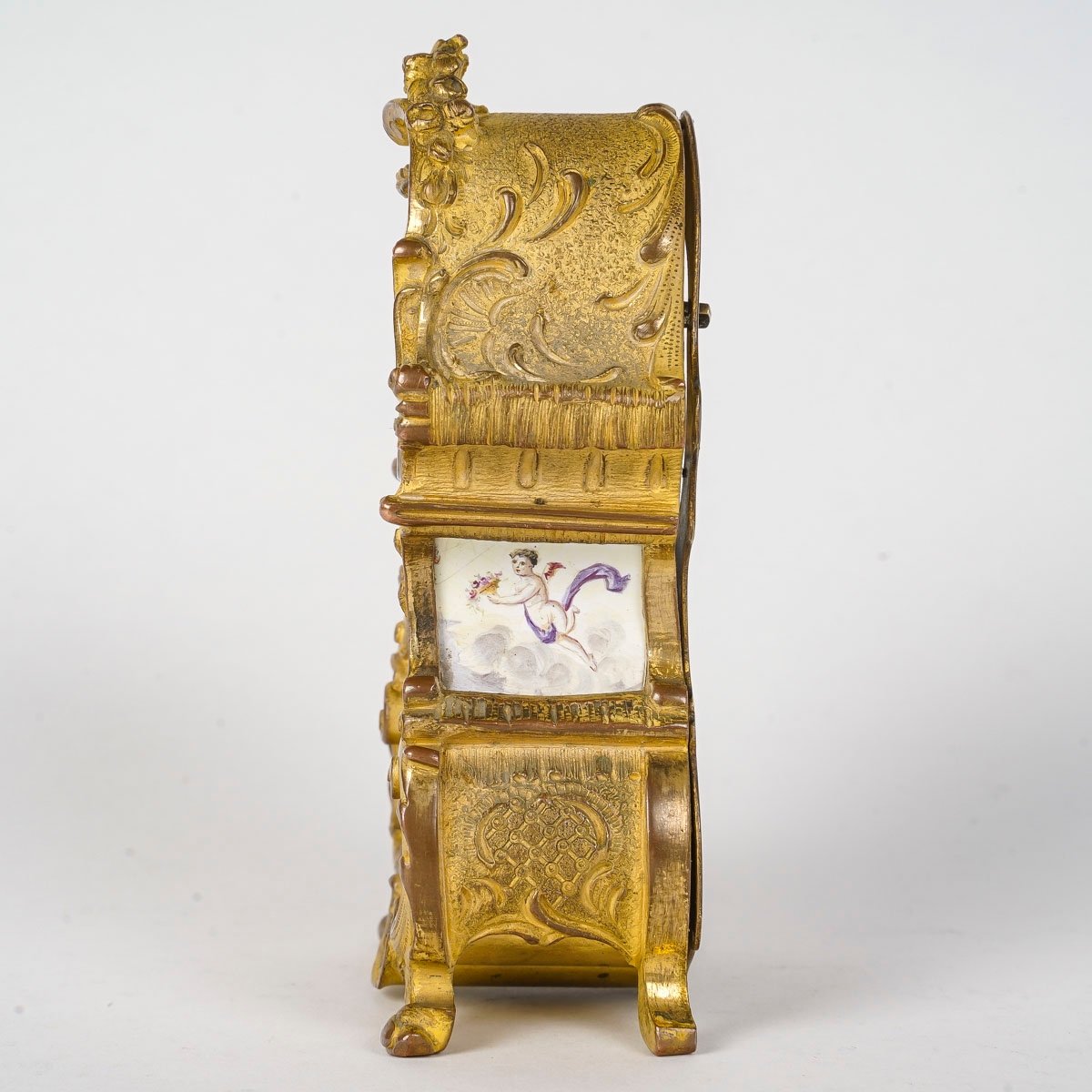 A Miniature Enamel Clock Late 19th Century -photo-3