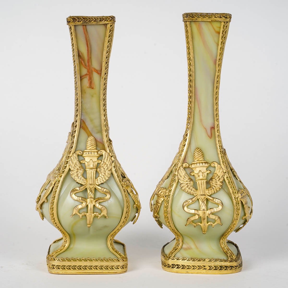 A Pair Of Small Glass Paste Vases Late 19th Century -photo-1