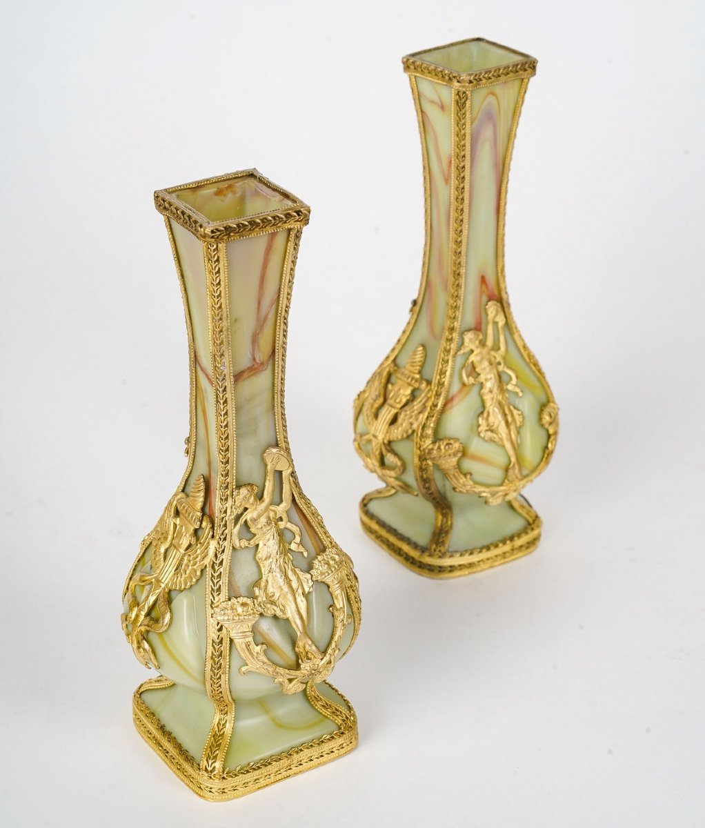 A Pair Of Small Glass Paste Vases Late 19th Century -photo-5