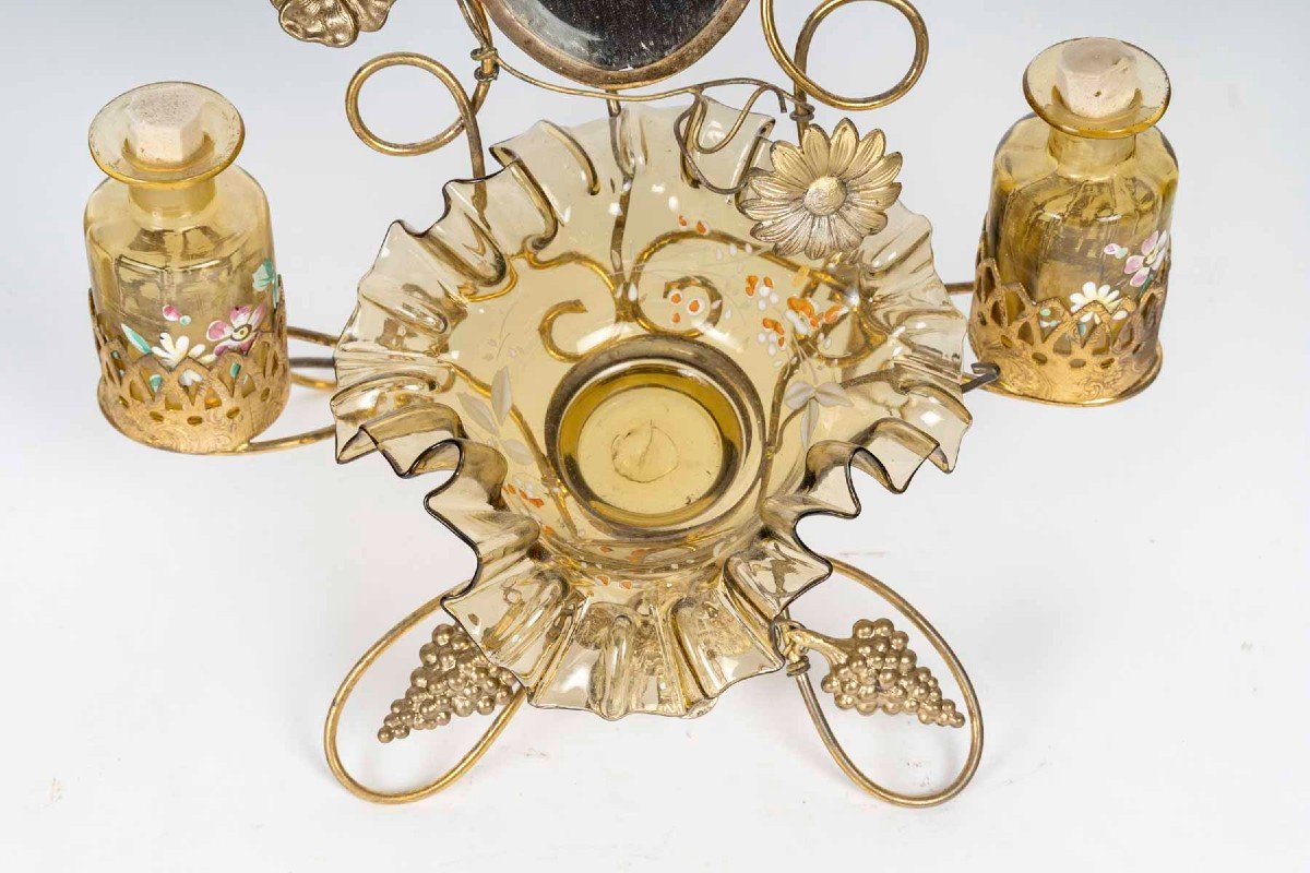 Une Coiffeuse En verre émaillé Et Bronze Doré Fin XIXème Siècle -photo-4