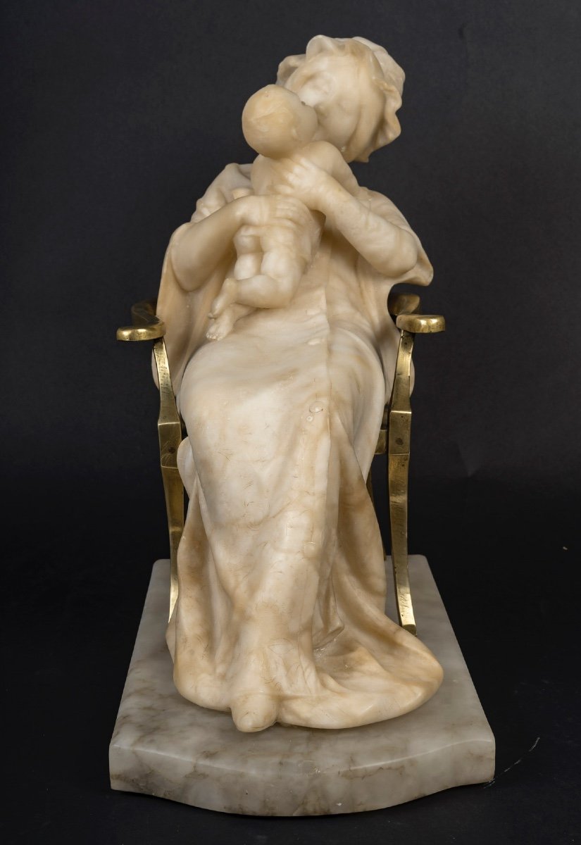 A Beautiful Art Nouveau Alabaster And Bronze Sculpture -photo-4