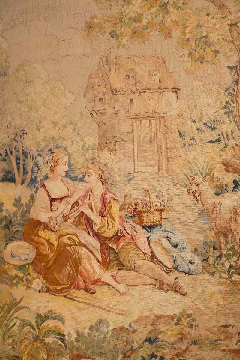 An Aubusson Tapestry Gallant Scene 18th Century -photo-2