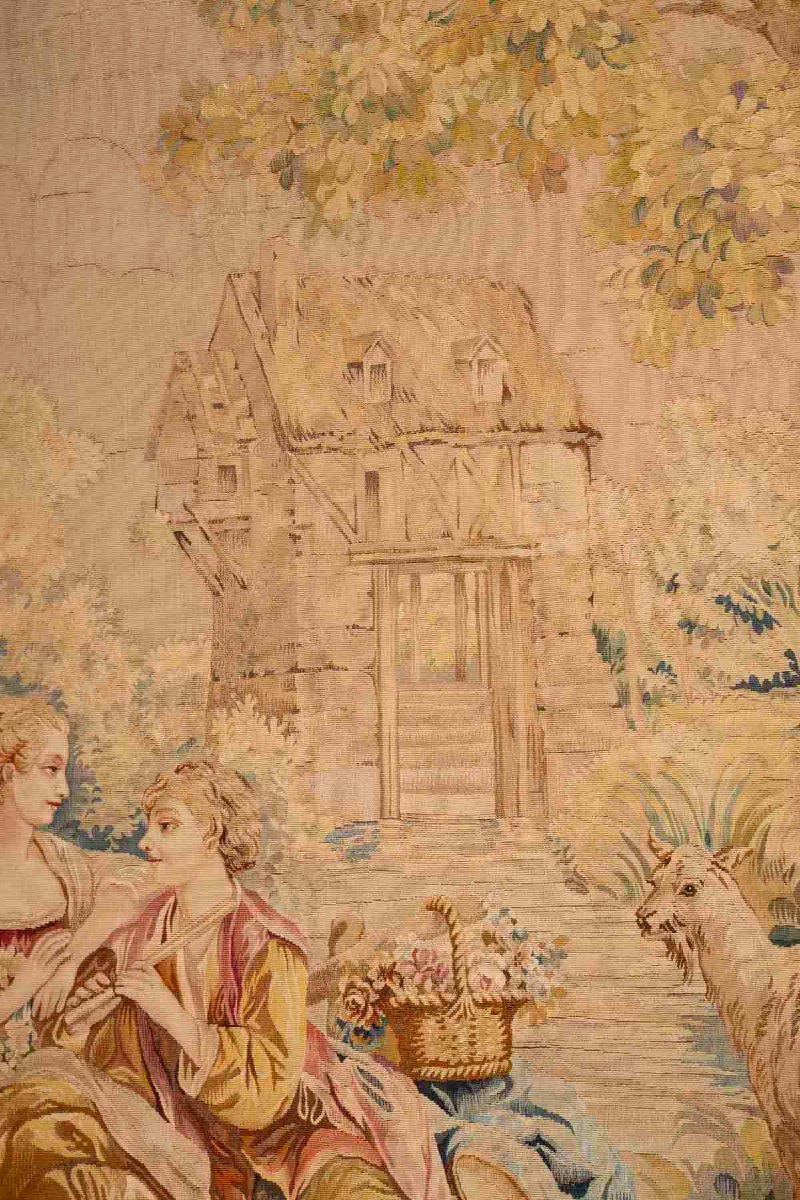 An Aubusson Tapestry Gallant Scene 18th Century -photo-1