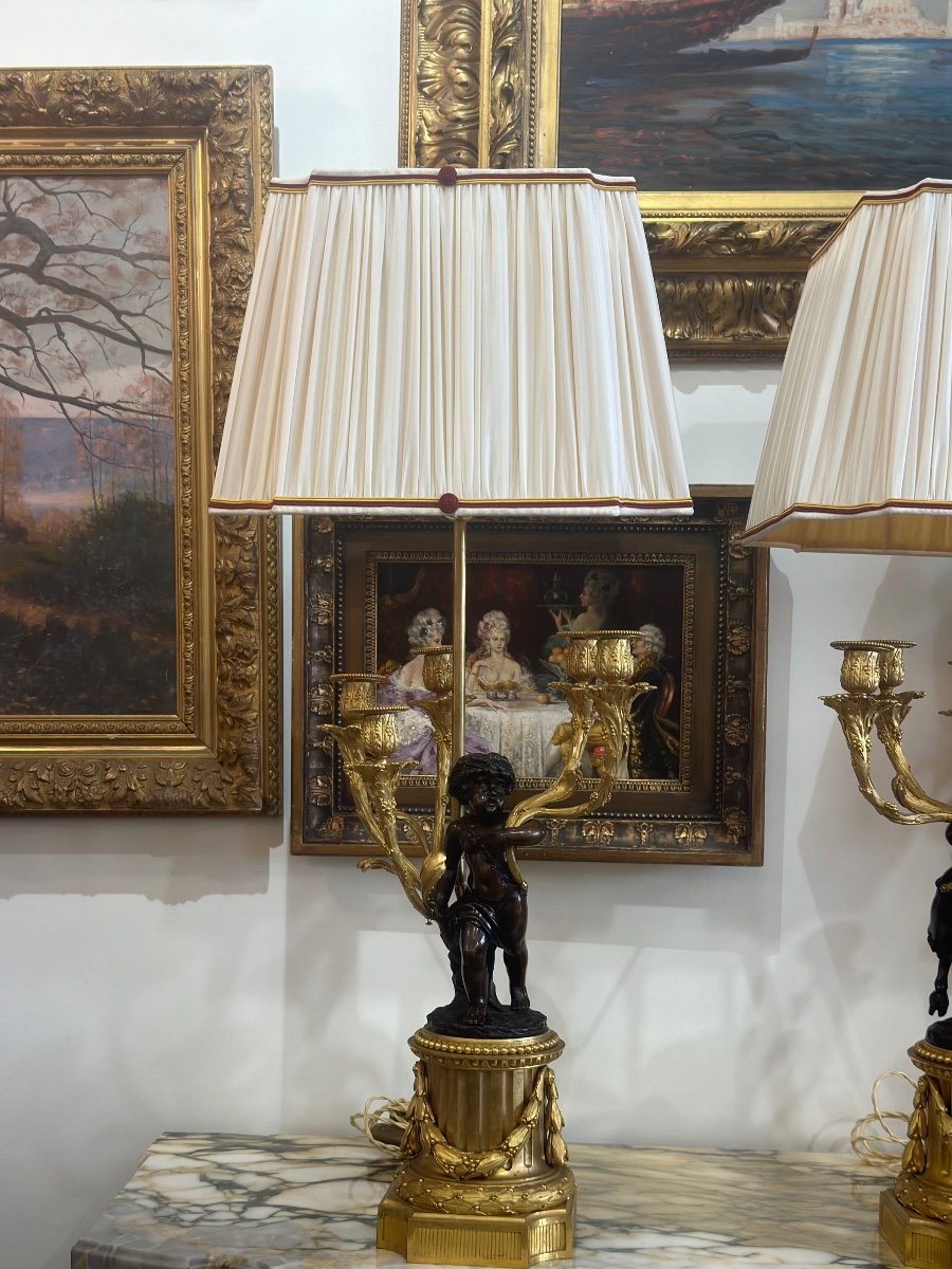 An Important Pair Of Gilt Bronze Lamps Circa 1880-photo-4