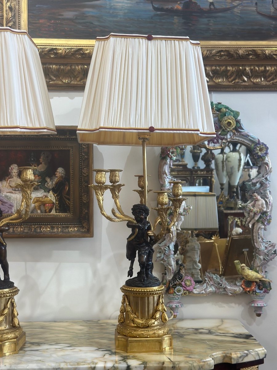 An Important Pair Of Gilt Bronze Lamps Circa 1880-photo-7