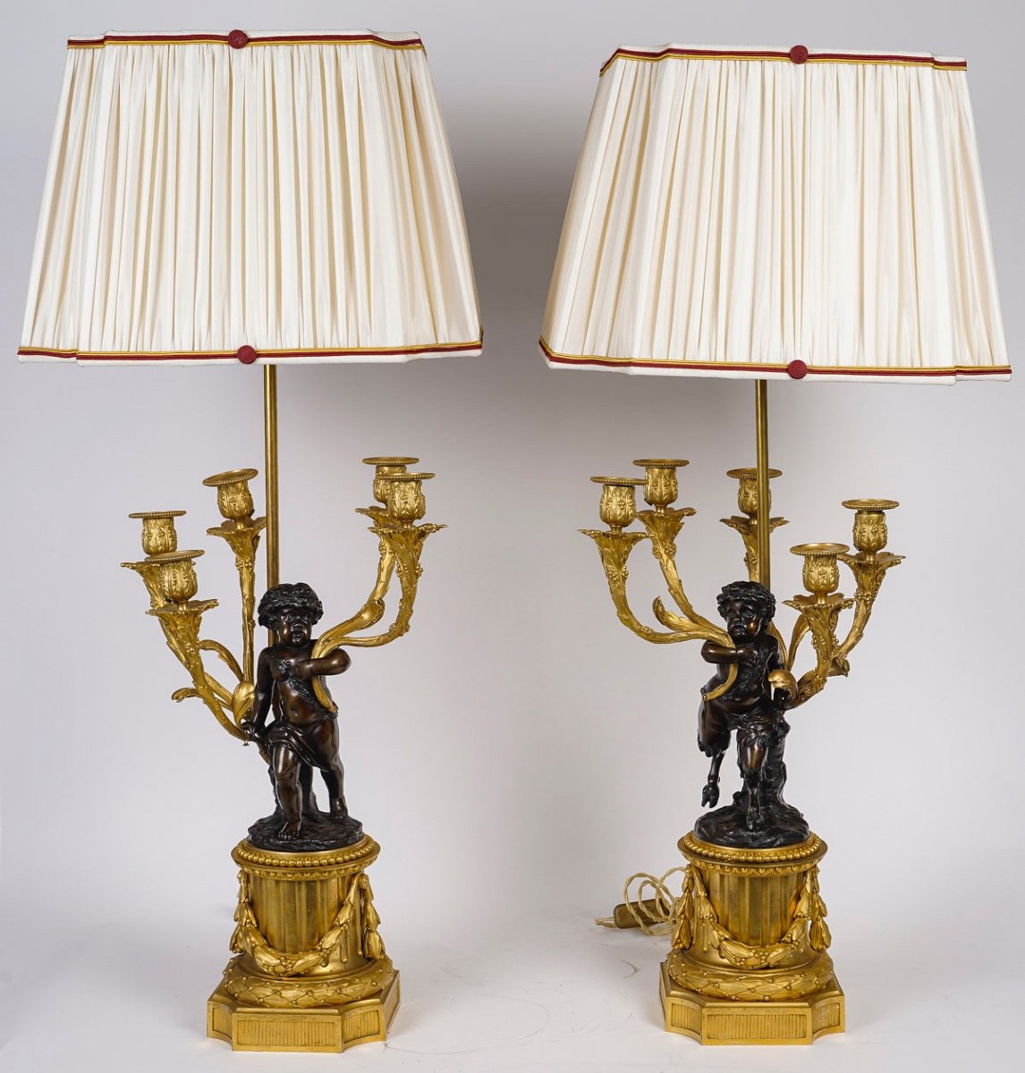 An Important Pair Of Gilt Bronze Lamps Circa 1880