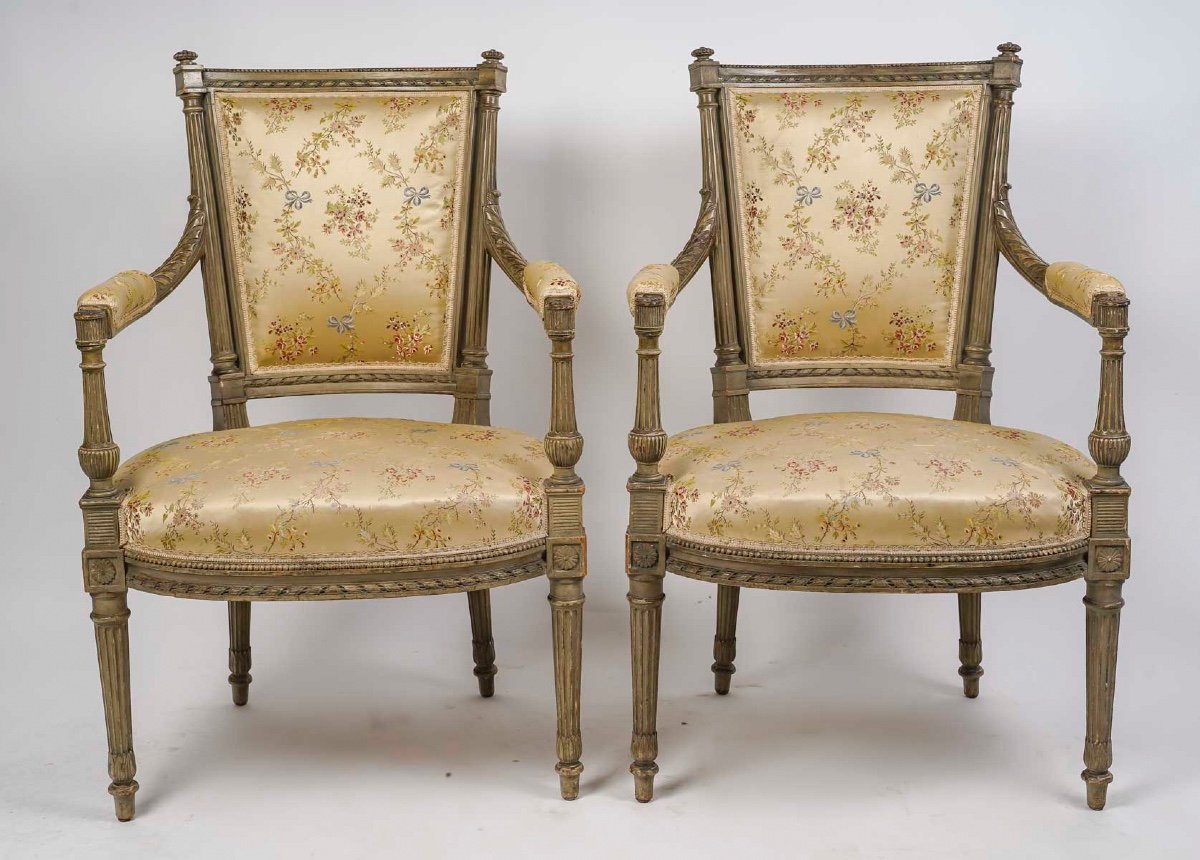 A Pair Of Late 19th Century Lacquered Wood Armchairs -photo-2