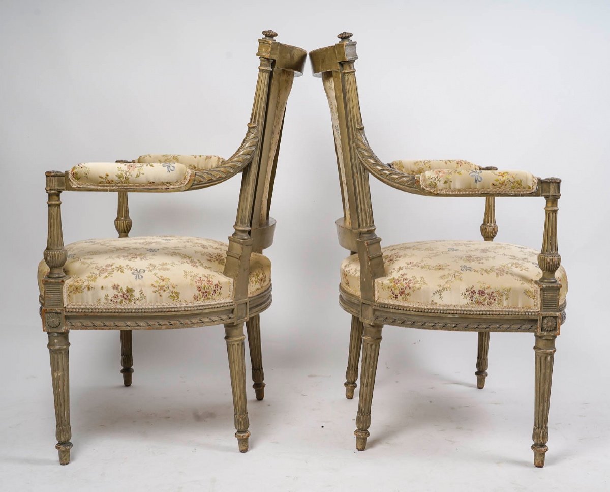 A Pair Of Late 19th Century Lacquered Wood Armchairs -photo-1