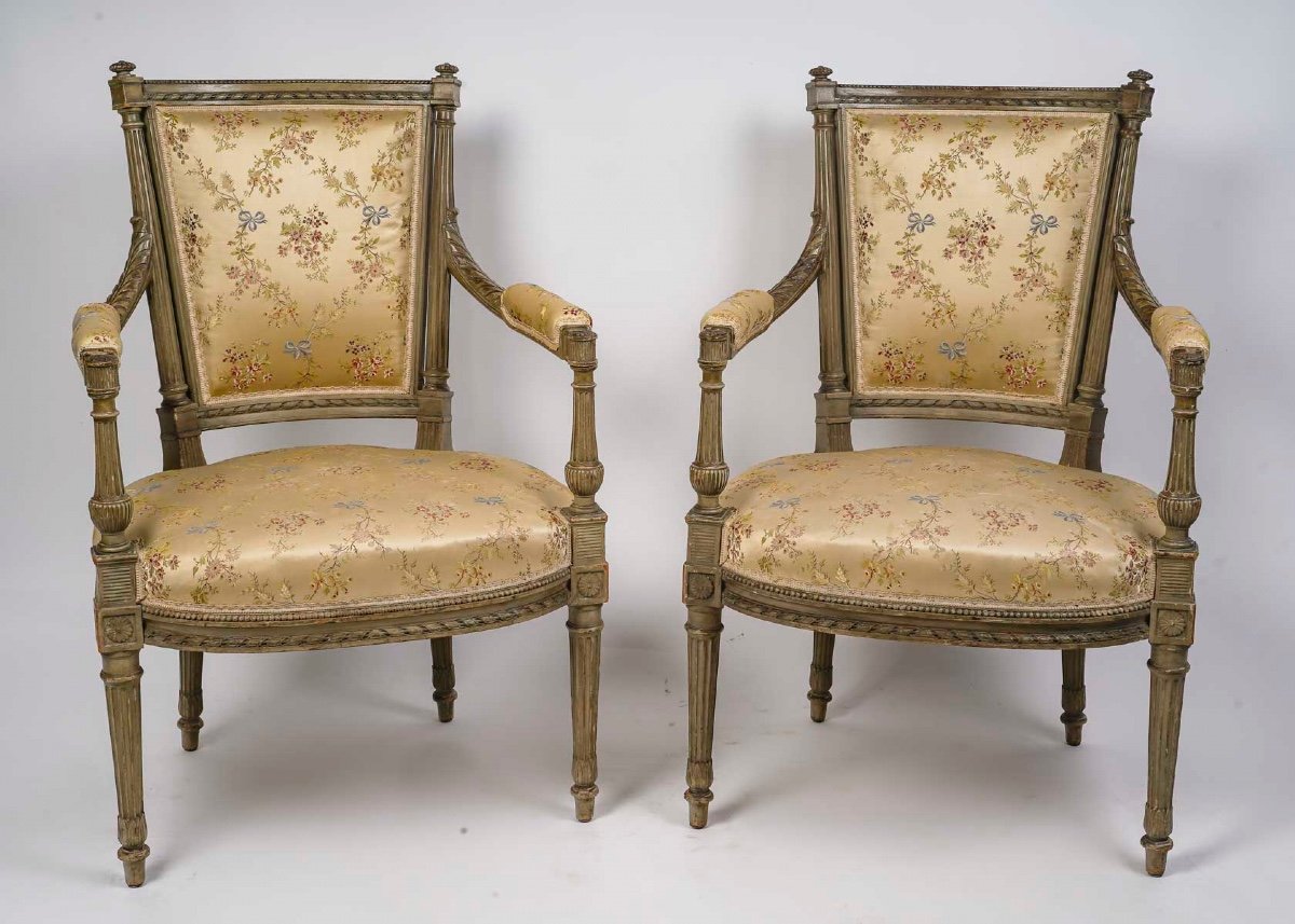 A Pair Of Late 19th Century Lacquered Wood Armchairs 