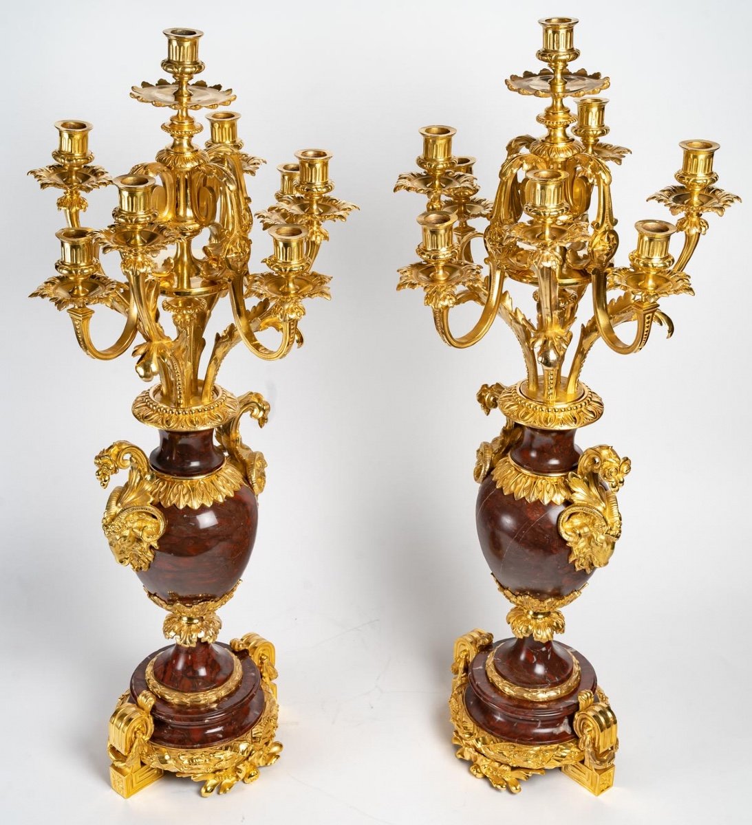 Important Pair Of Columns With A Pair Of Girandoles 19th Century -photo-8