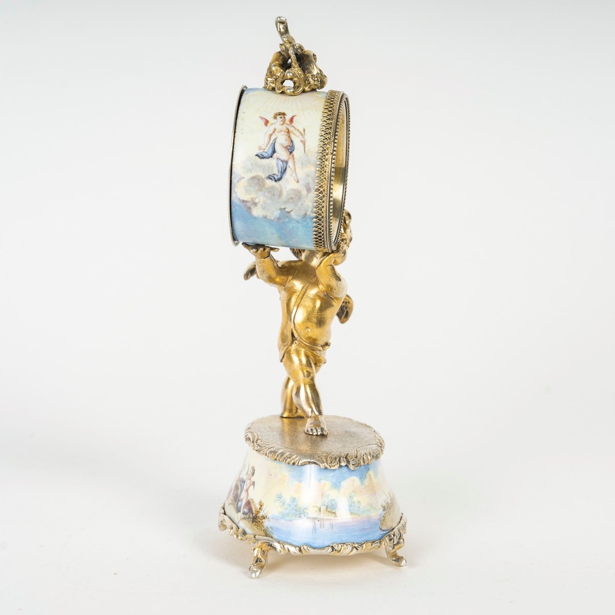 A Miniature Clock In Enamel And Solid Silver, Late 19th Century -photo-6