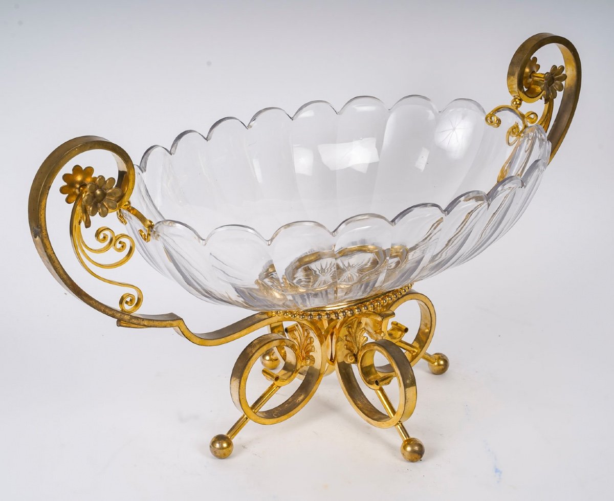 Une Coupe En Cristal  Baccarat, Base En Bronze Doré, Fin XIXème Siècle -photo-3