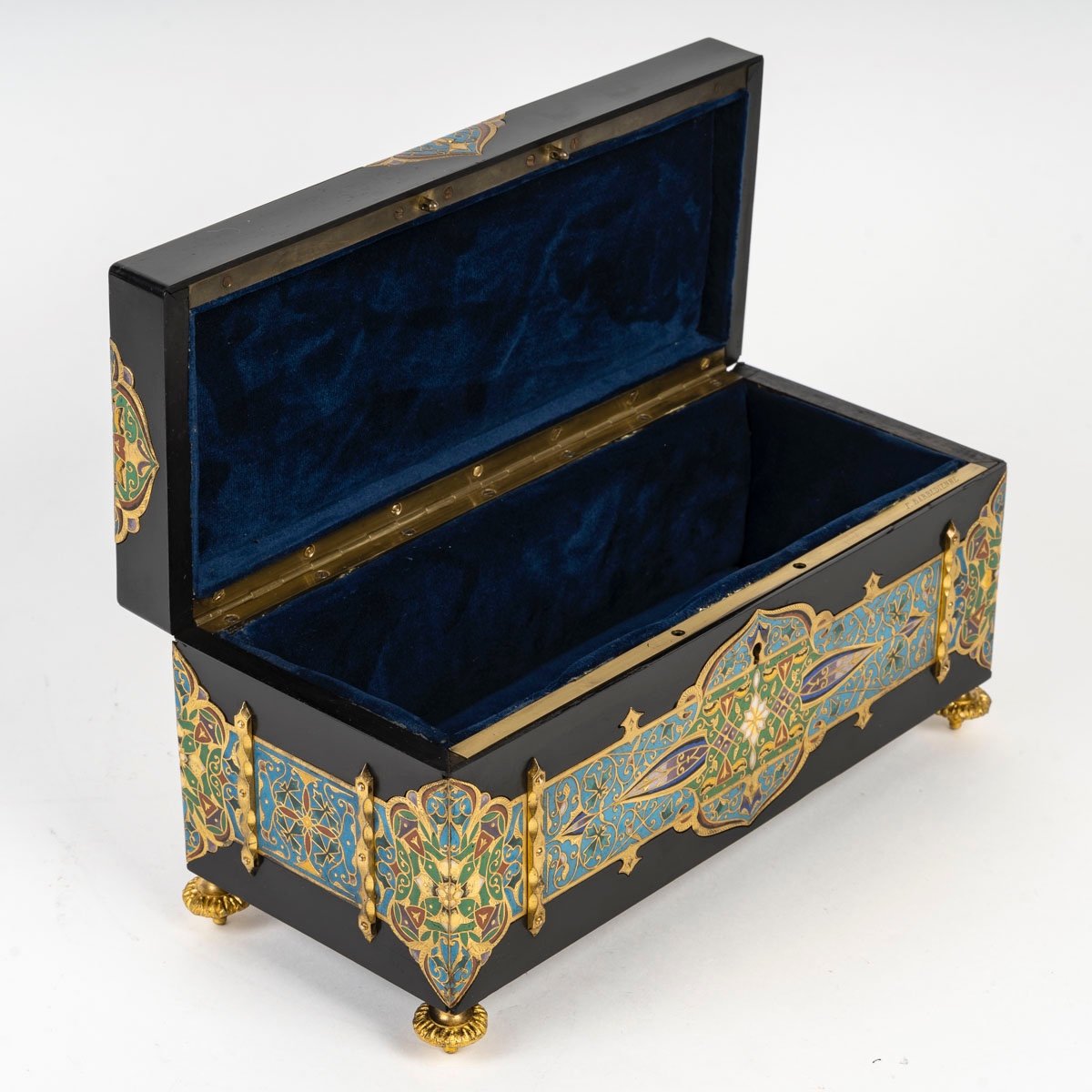 An Ebonized Wood And Gilt Bronze And Cloisonné Enamel Jewelry Box, Circa 1880-photo-2