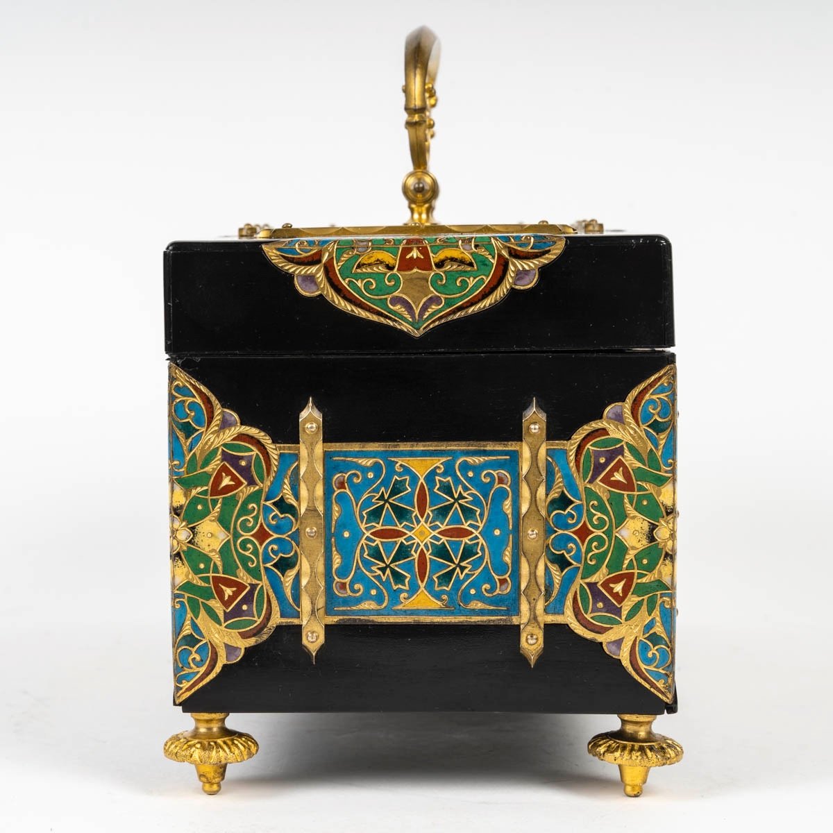 An Ebonized Wood And Gilt Bronze And Cloisonné Enamel Jewelry Box, Circa 1880-photo-3