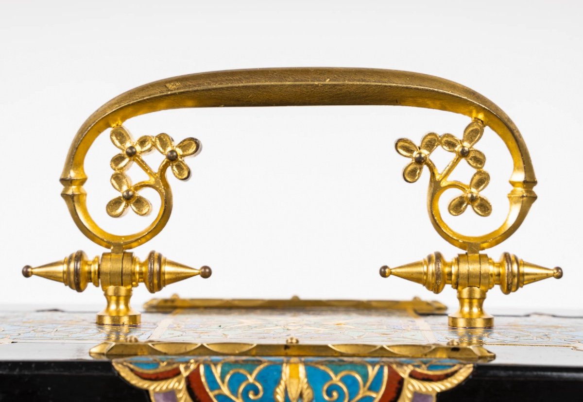 An Ebonized Wood And Gilt Bronze And Cloisonné Enamel Jewelry Box, Circa 1880-photo-7