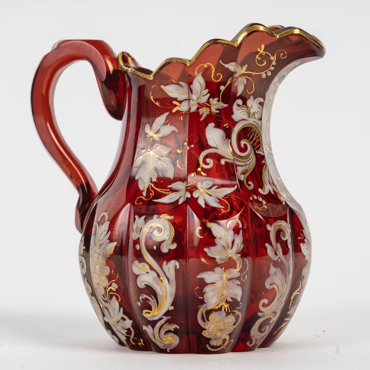 A Miniature Red Bohemian Crystal Pitcher, Late 19th Century-photo-1