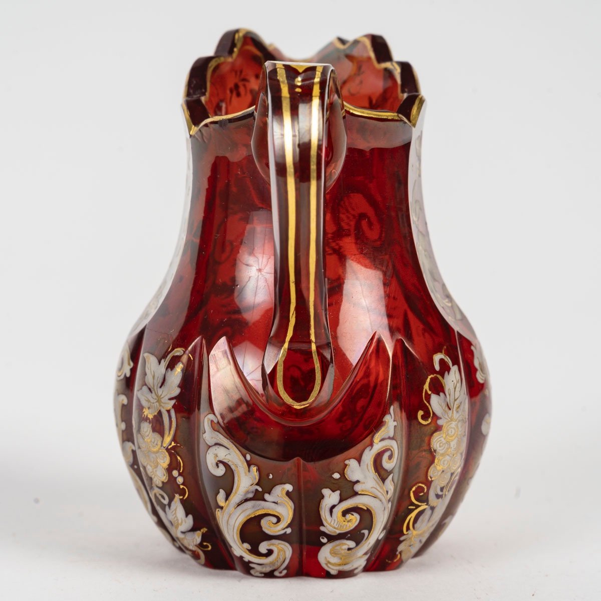 A Miniature Red Bohemian Crystal Pitcher, Late 19th Century-photo-2