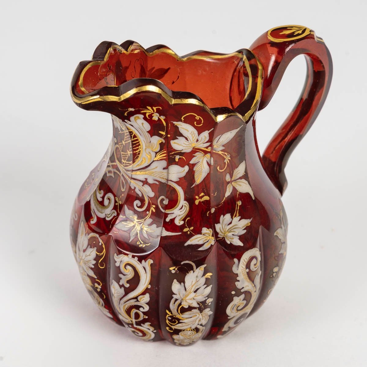 A Miniature Red Bohemian Crystal Pitcher, Late 19th Century-photo-6