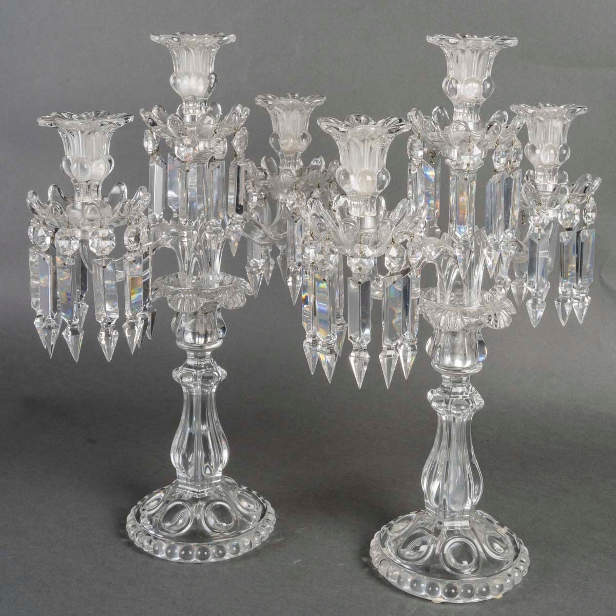 A Pair Of Baccarat Crystal Candelabra, Late 19th Century -photo-2