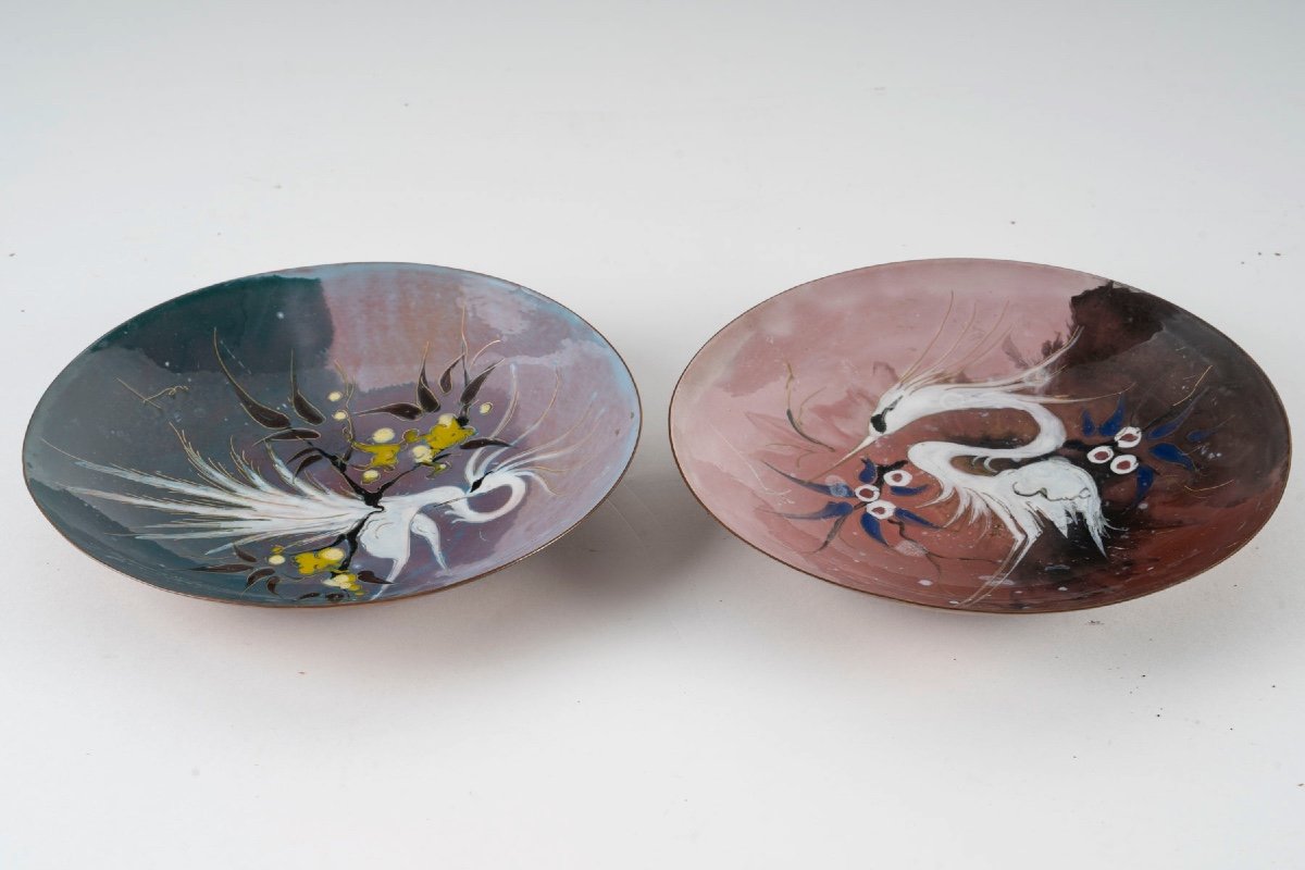 A Pair Of Limoges Enamel Cups, 20th Century -photo-2