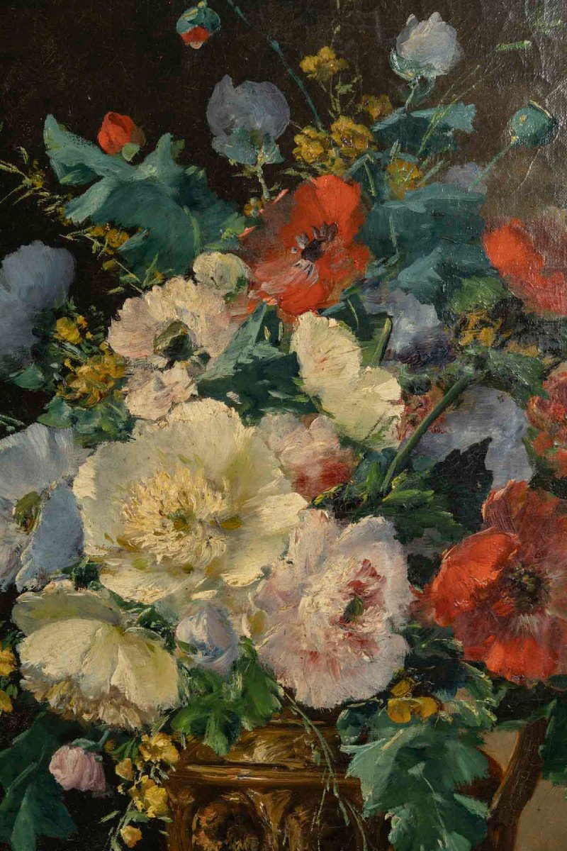 A Pair Of Flower Paintings By H.cauchois-photo-5