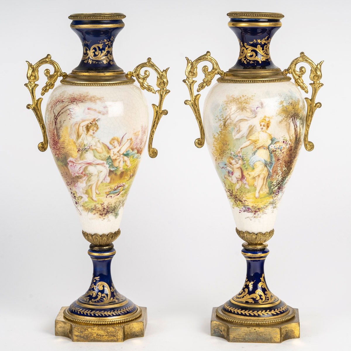 A Pair Of Porcelain And Earthenware Vases, Sèvres, Late 19th Century 