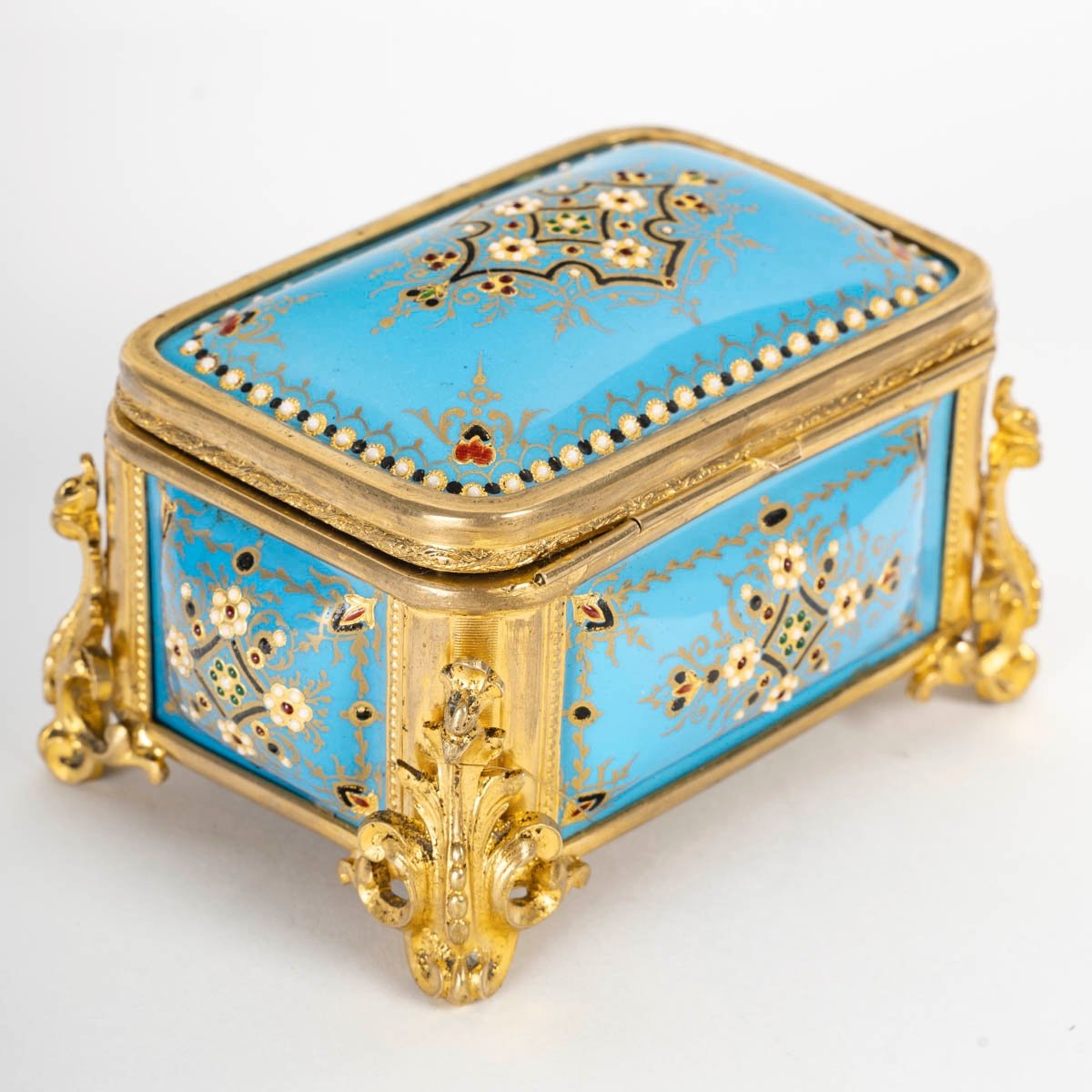 An Enamel And Bronze Jewelry Box, Late 19th Century 