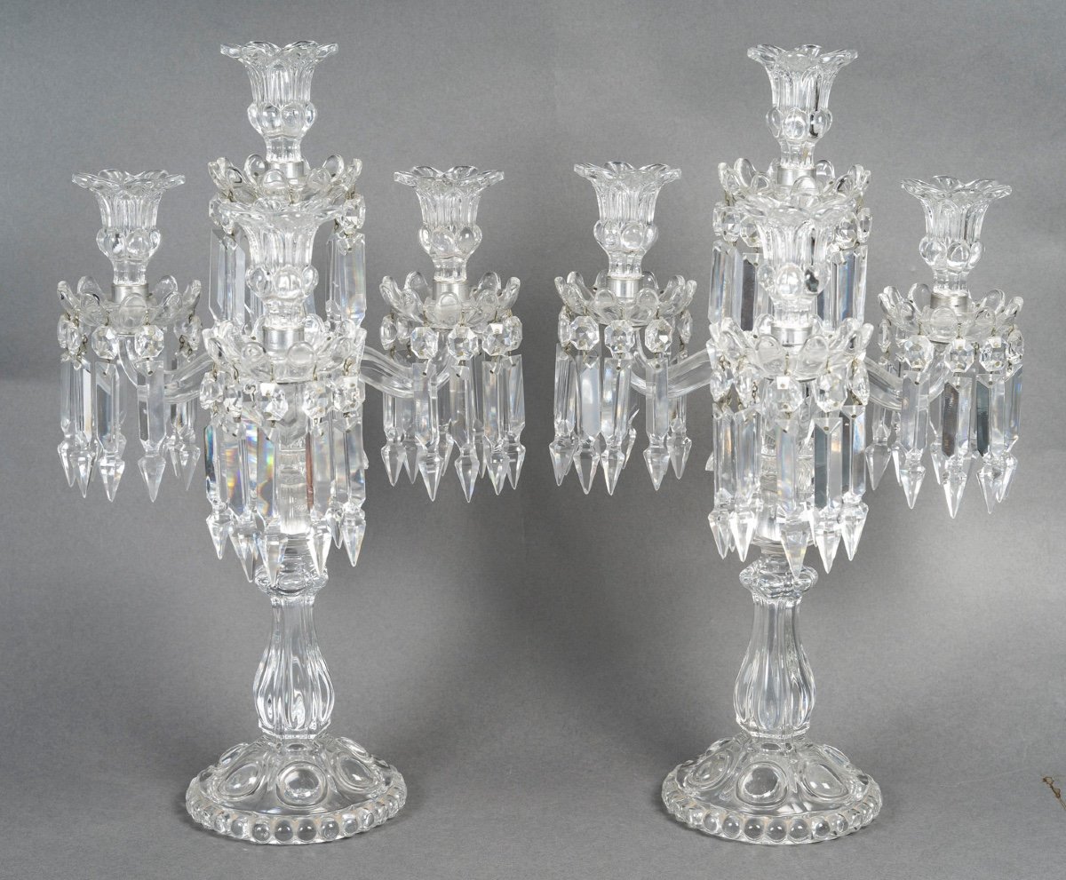 A Pair Of Baccarat Crystal Candlesticks-photo-2