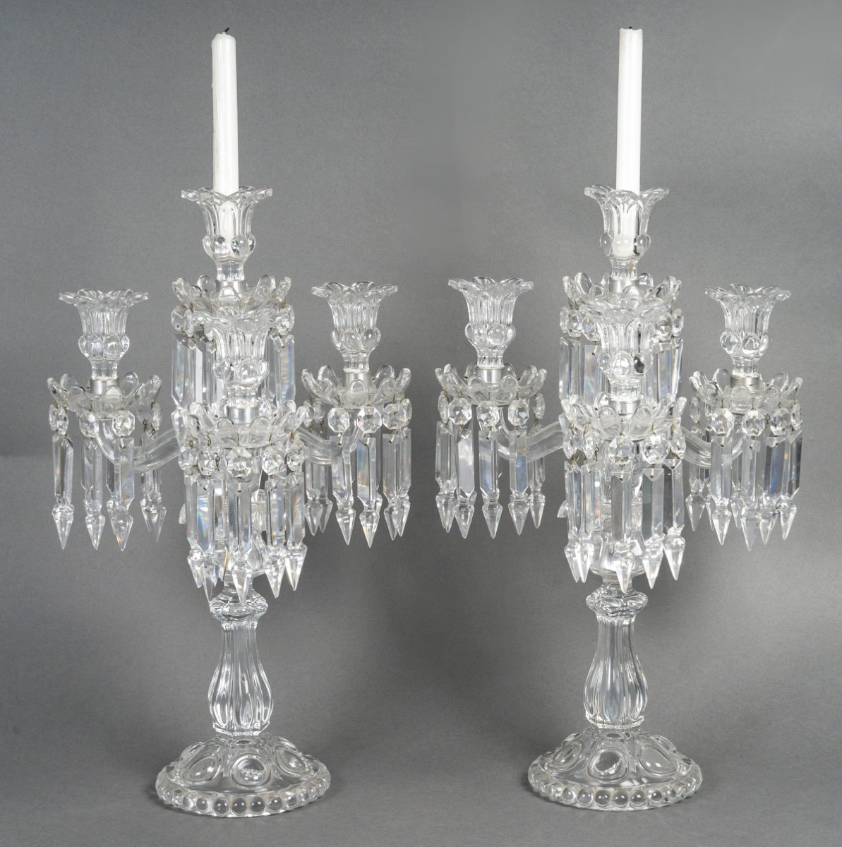 A Pair Of Baccarat Crystal Candlesticks