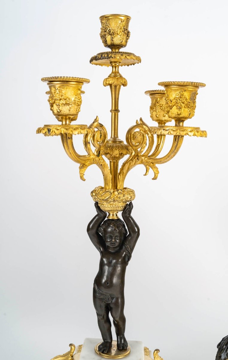 A Gilt Bronze And White Marble Trim, 19th Century -photo-1