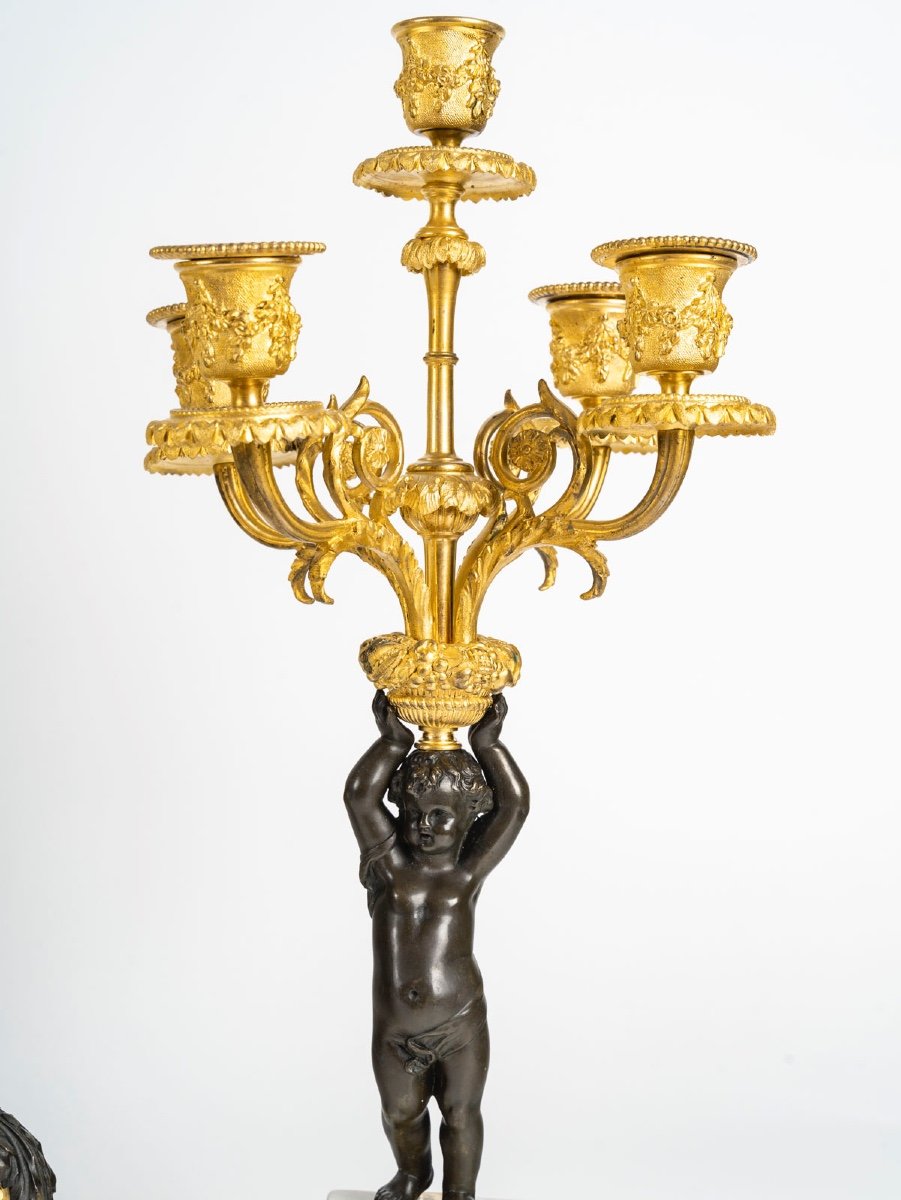 A Gilt Bronze And White Marble Trim, 19th Century -photo-2