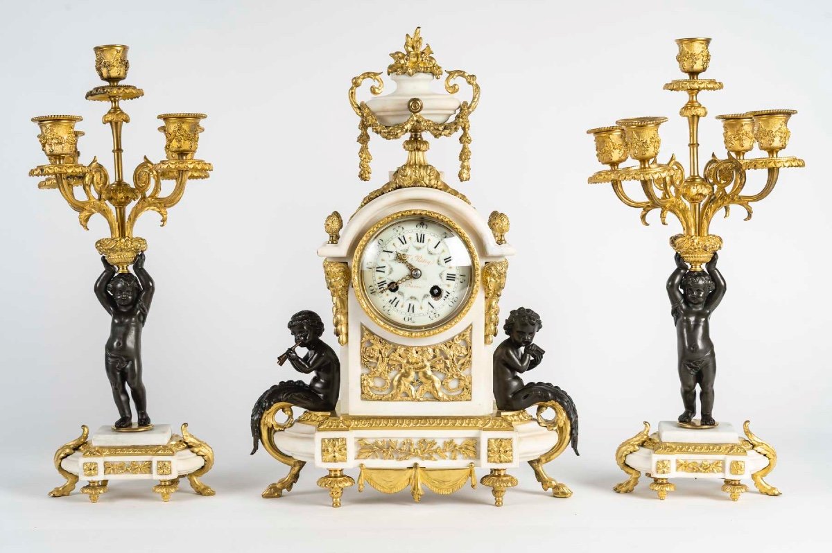 A Gilt Bronze And White Marble Trim, 19th Century 