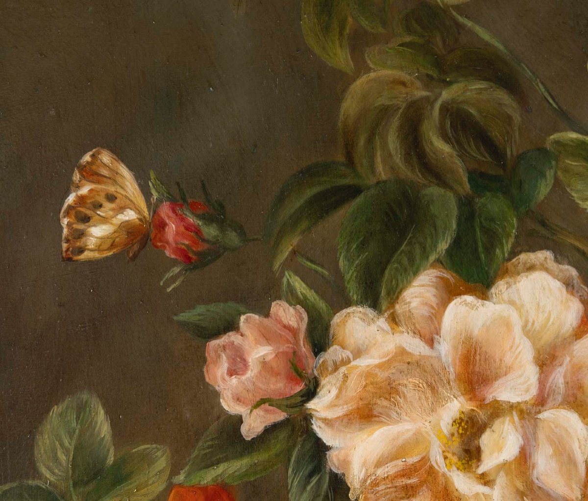 Un Tableau De Fleurs Huile Sur Toile, Dans Le Goût Flamand, Fin XIXème Siècle -photo-5