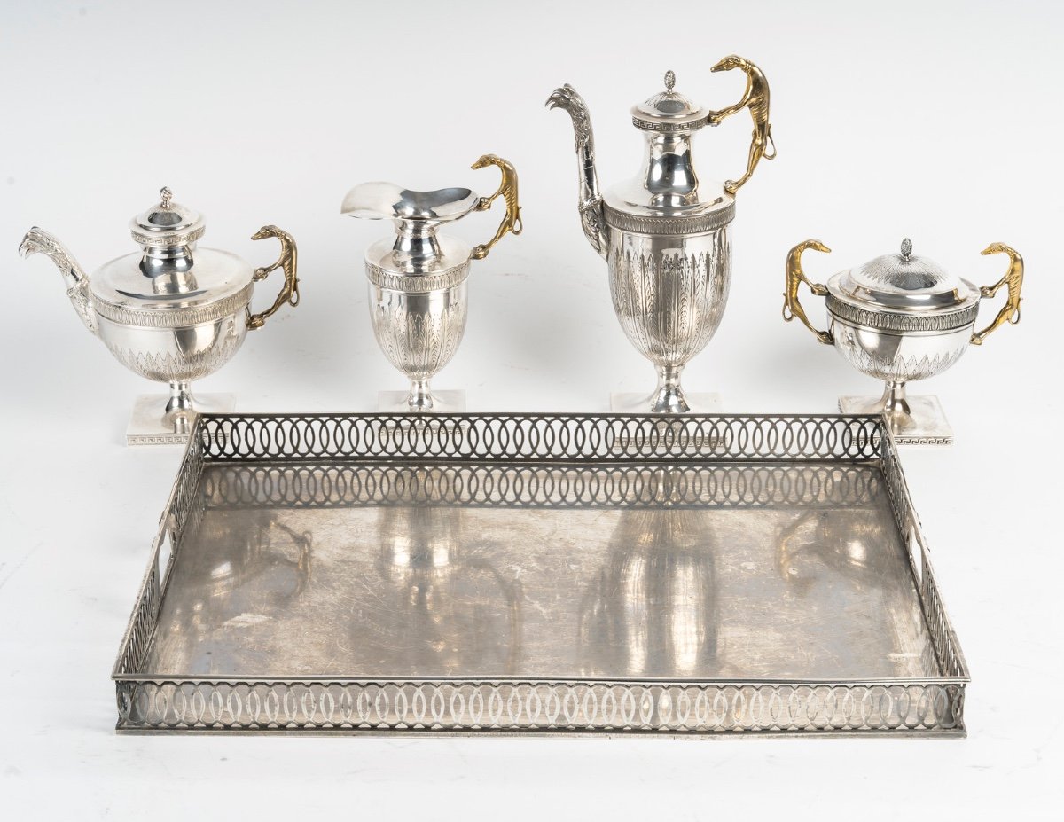 An Art Deco  Silver-plated And Vermeille Metal Tea And Coffee Service-photo-2