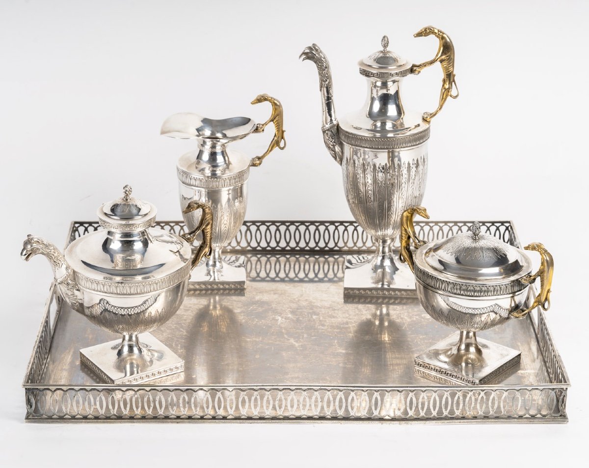 An Art Deco  Silver-plated And Vermeille Metal Tea And Coffee Service