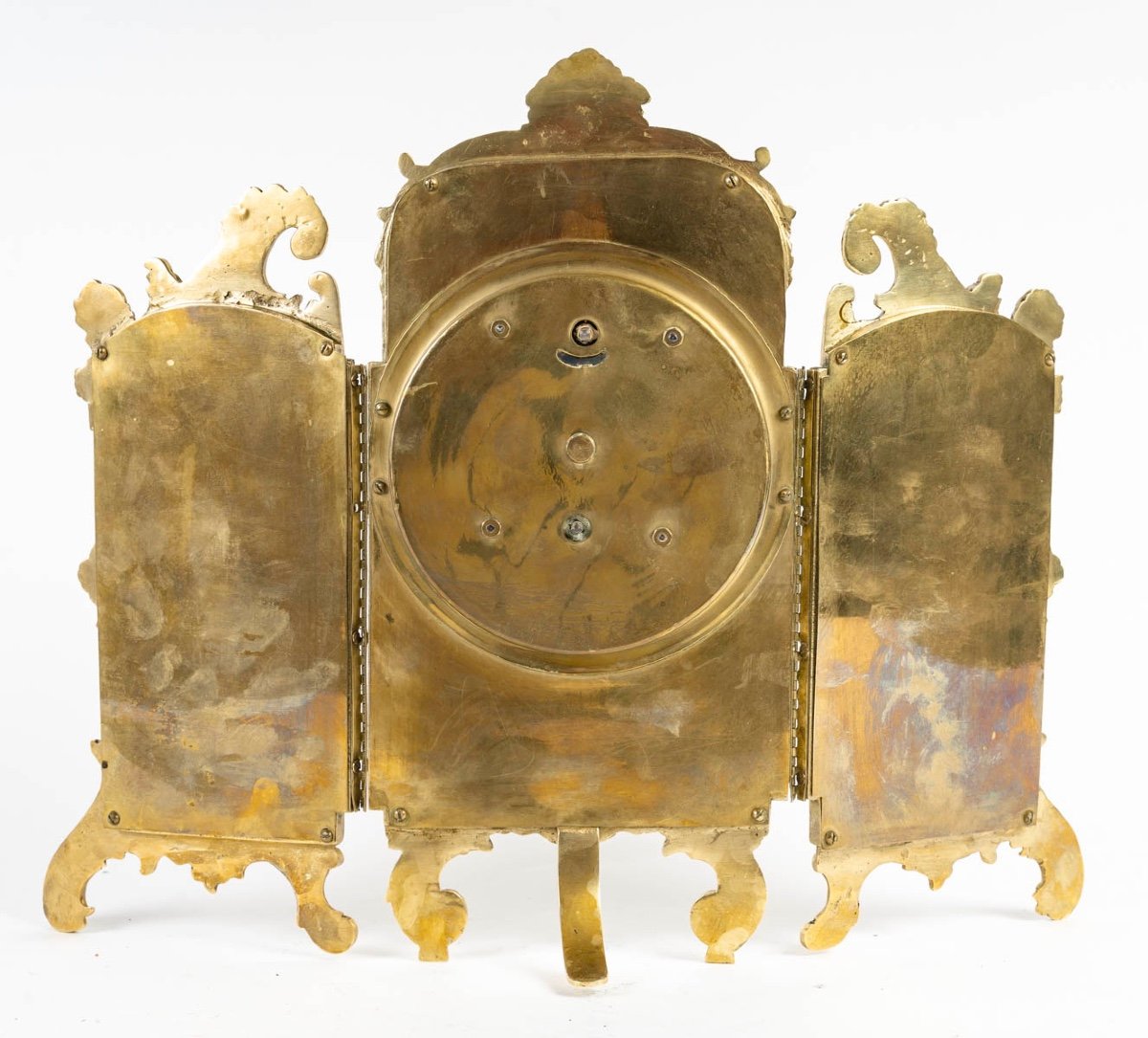 An Art Nouveau Gilt Bronze And Painted Glass Screen Clock -photo-4