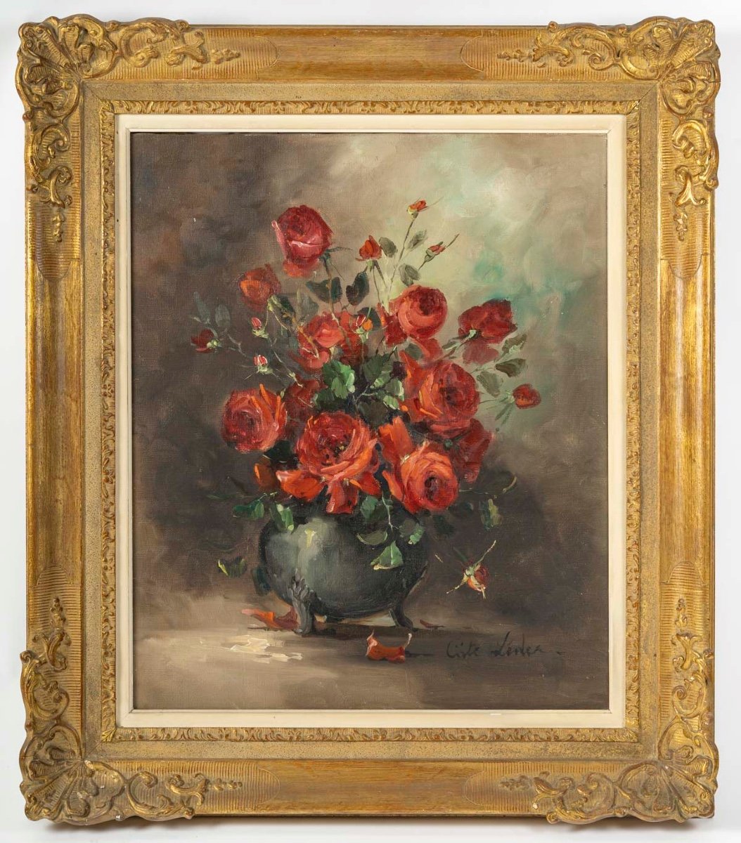 A Flower Painting, Oil On Canvas,  Early 20th Century -photo-8