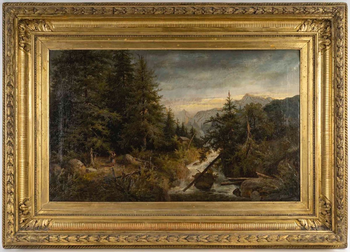 Tableau Huile Sur Toile, Sous-bois, Fin XIXème Siècle 