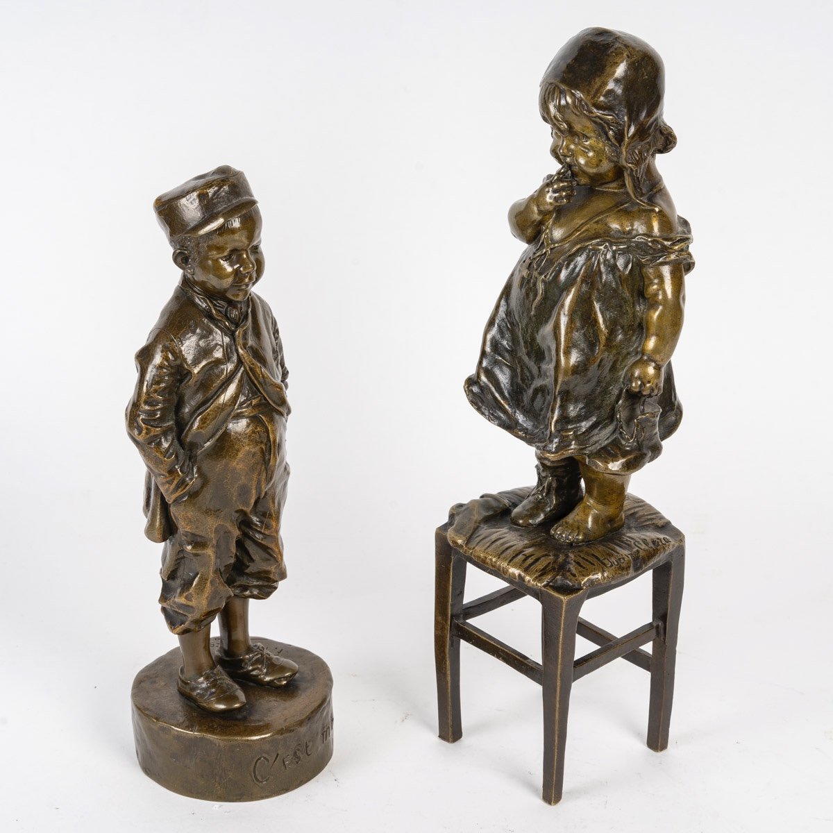 A Pair Of Juan Clara Bronze Sculptures With Brown Patina, Late 19th Century -photo-3