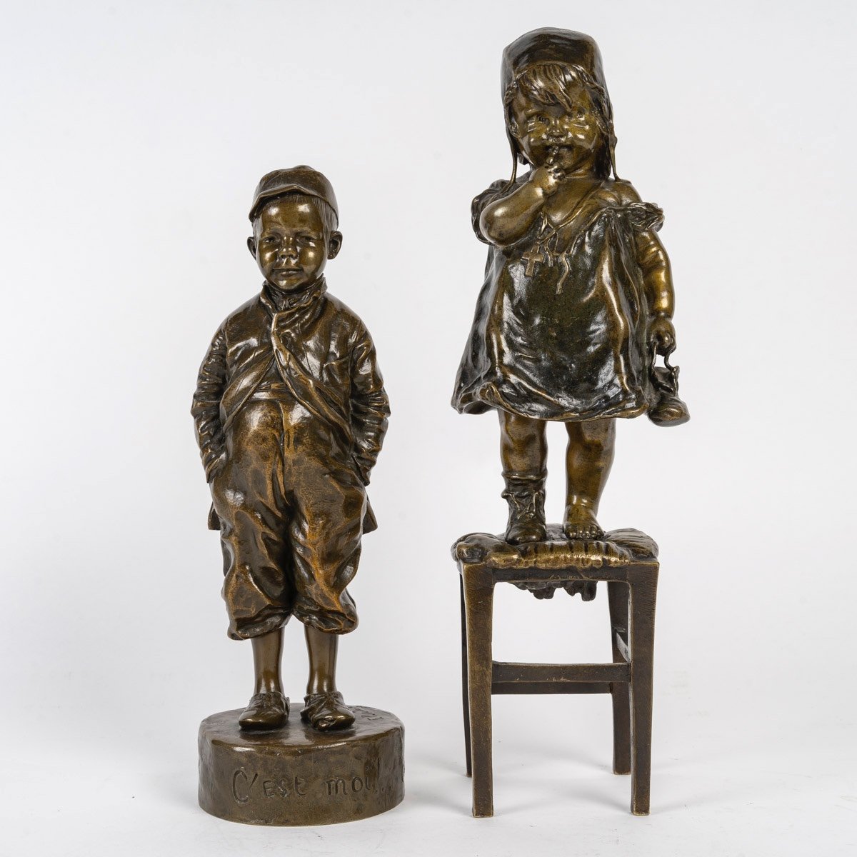 A Pair Of Juan Clara Bronze Sculptures With Brown Patina, Late 19th Century -photo-8