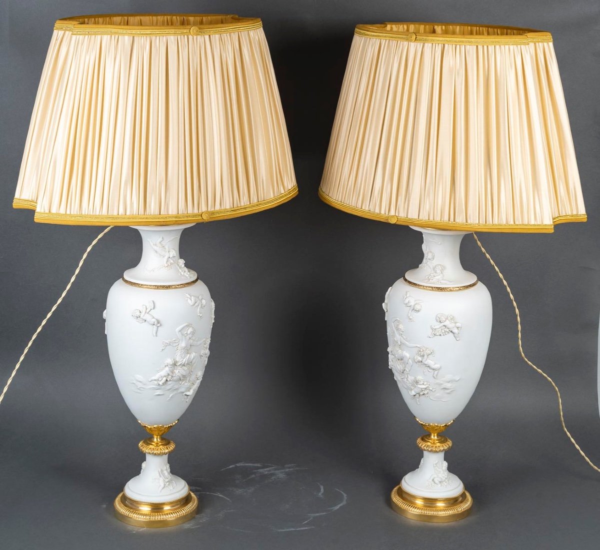 A Pair Of Sèvres Biscuit Lamps, Late 19th Century -photo-2