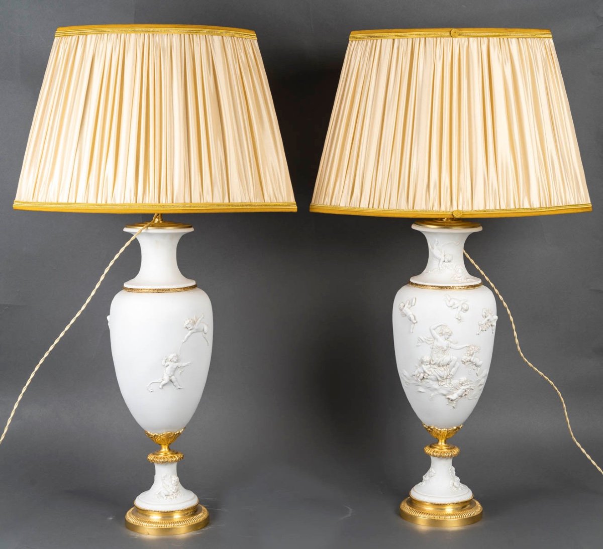 A Pair Of Sèvres Biscuit Lamps, Late 19th Century -photo-3