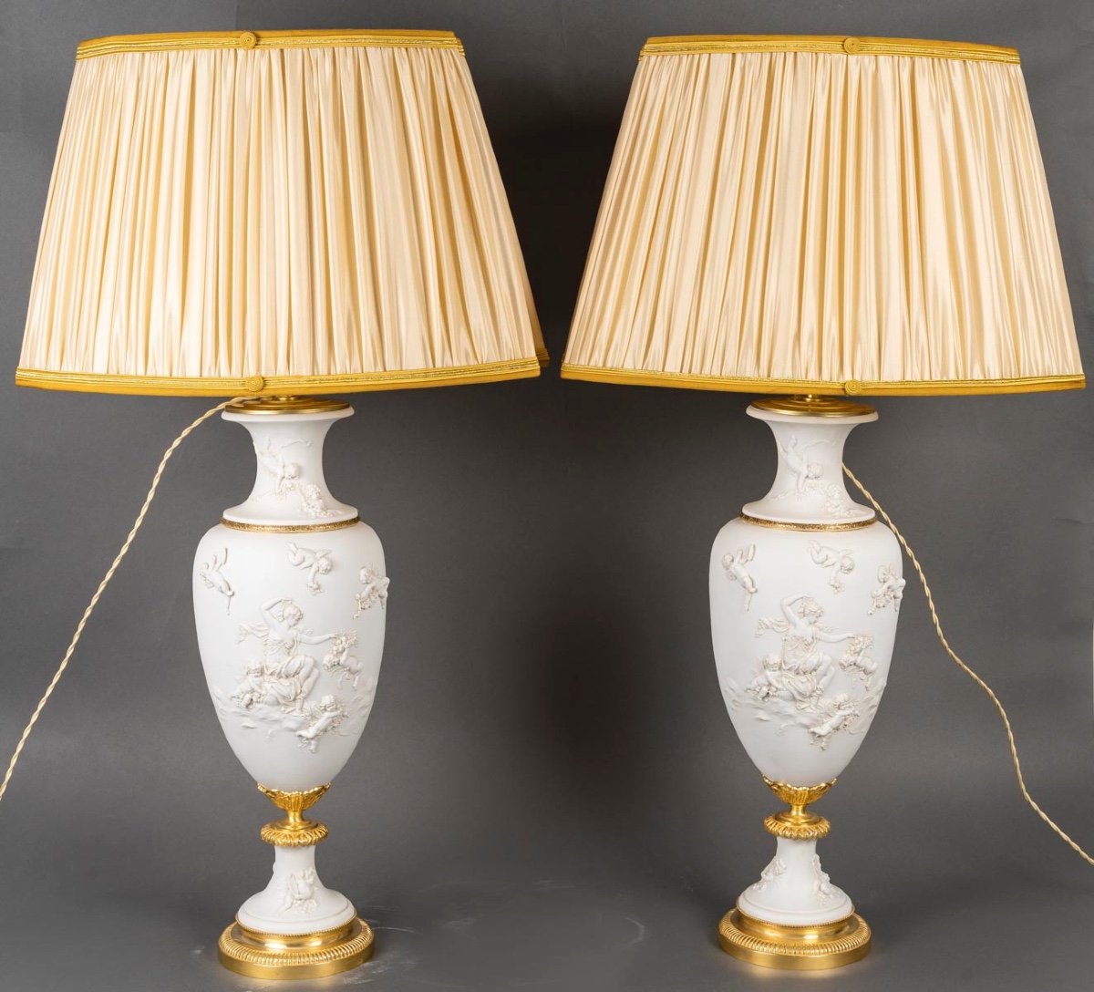 A Pair Of Sèvres Biscuit Lamps, Late 19th Century -photo-4