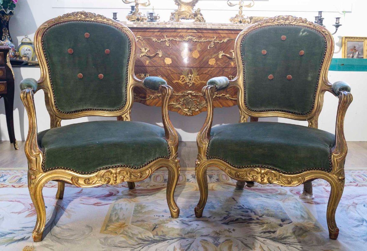 A Carved And Gilded Wood Salon Suite, Late 19th Century -photo-3